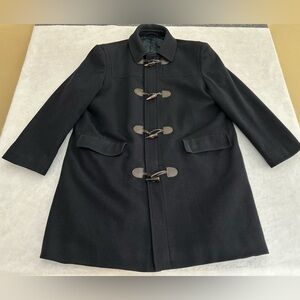 Lauren Ralph Lauren Duffle Coat Mens Large Drk Blue Wool Bone Buttons-No Hood